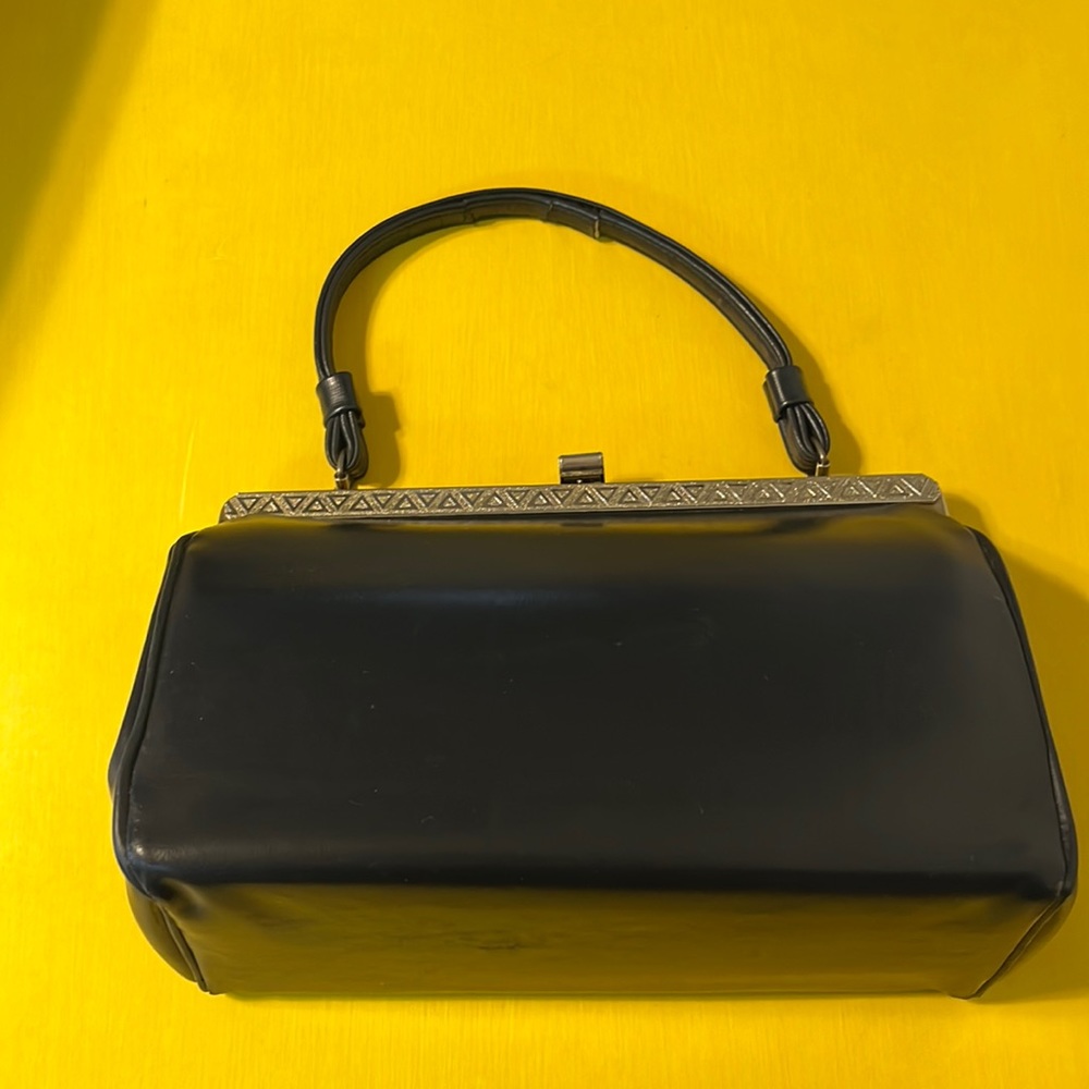 Vintage black leather handbag